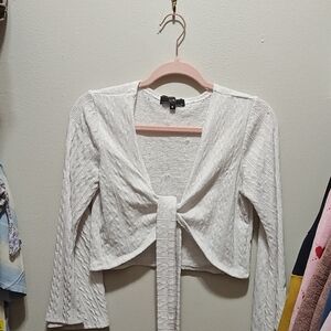 White Tie-Front Knit Top